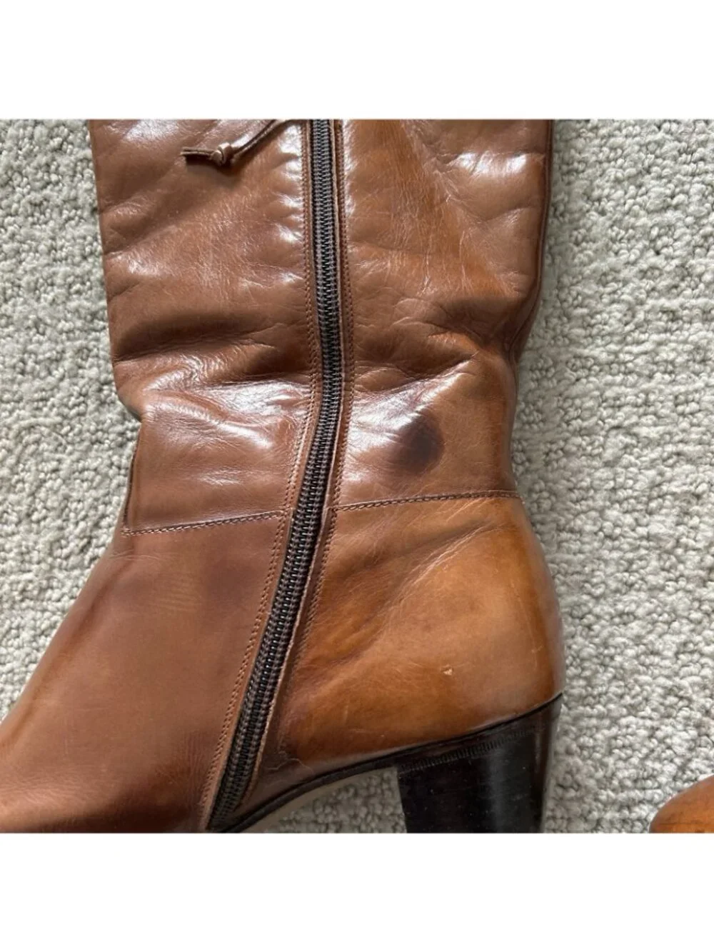 Vintage Salvatore Ferragamo Women’s Boots Cognac Brown Knee High Riding Size 5.5